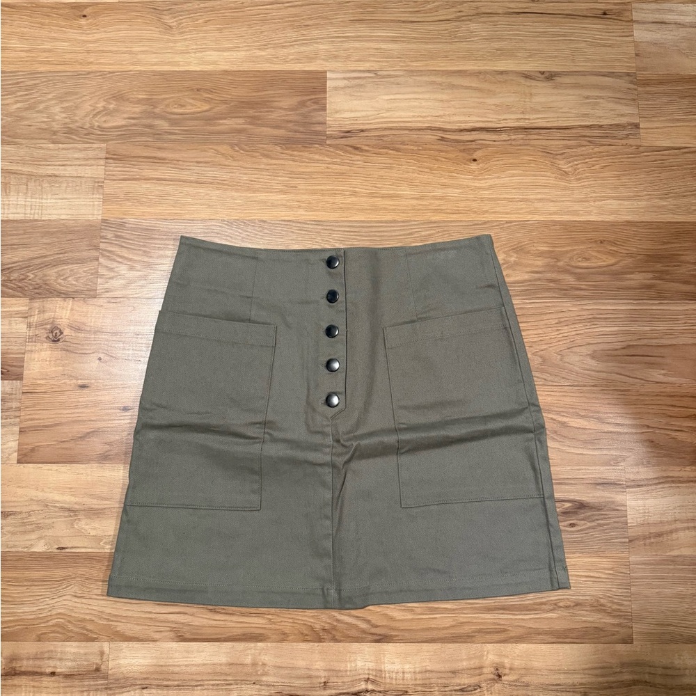 10 Items for $20: Francesca's Collections Khaki Button-Front Mini Skirt